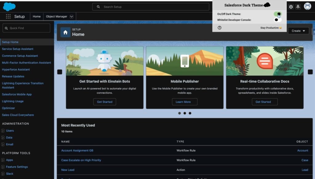 Turn Salesforce into Dark Mode