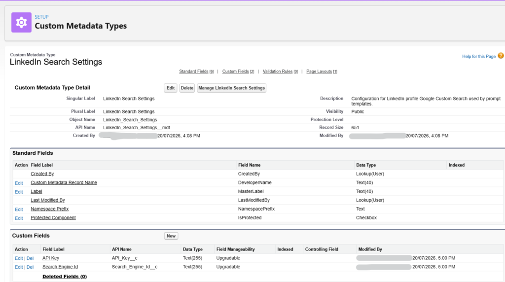 Custom Metadata type