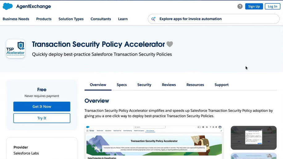 Transaction Security Policy Accelerator